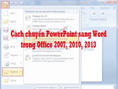 Cách chuyển PowerPoint sang Word trong Office 2007, 2010, 2013