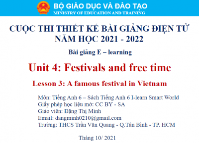 Unit 4 Festivals and free time - Lesson 3 A famous festival in Vietnam